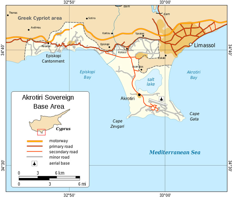 Map of Akrotiri and Dhekelia