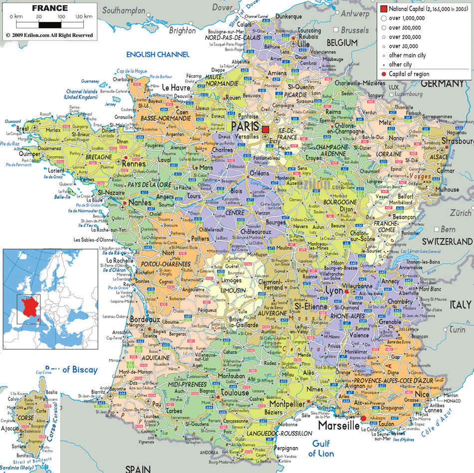 political map of france