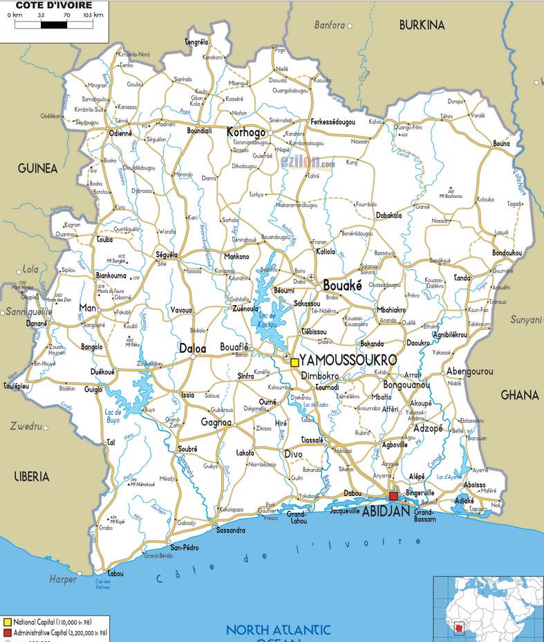 Map of Ivory Coast