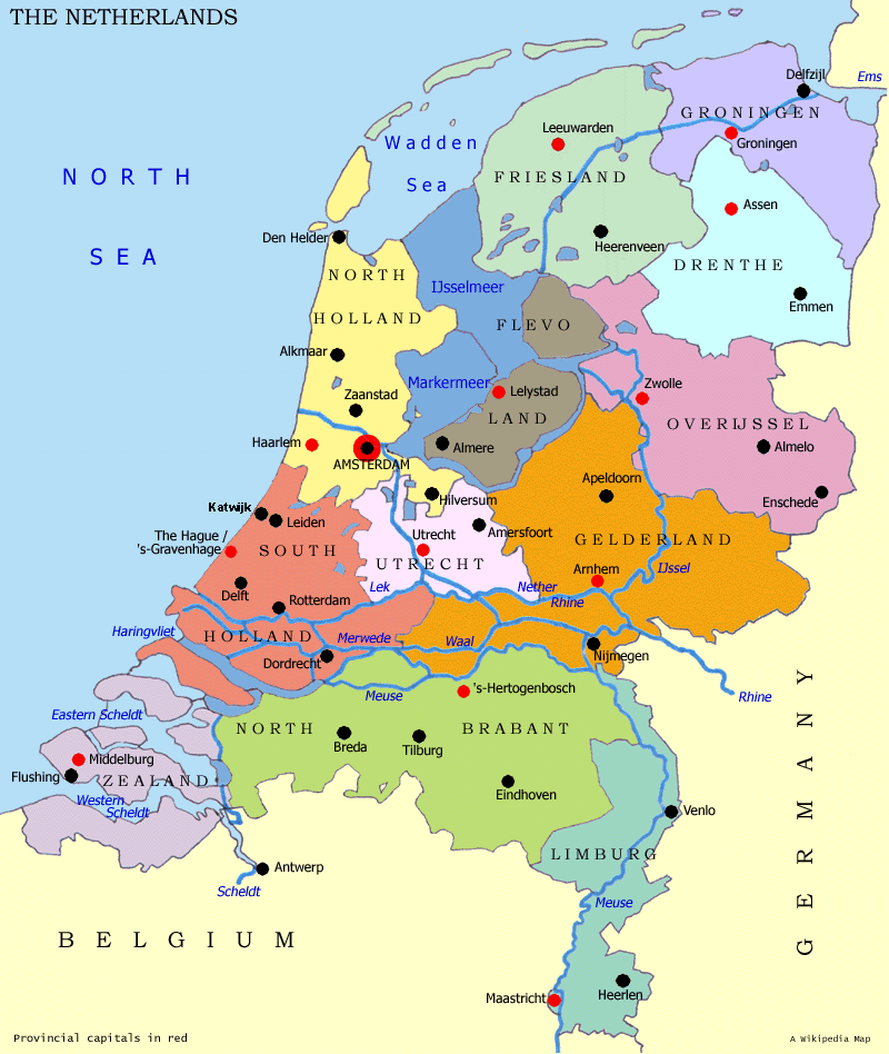 political map of Netherlands