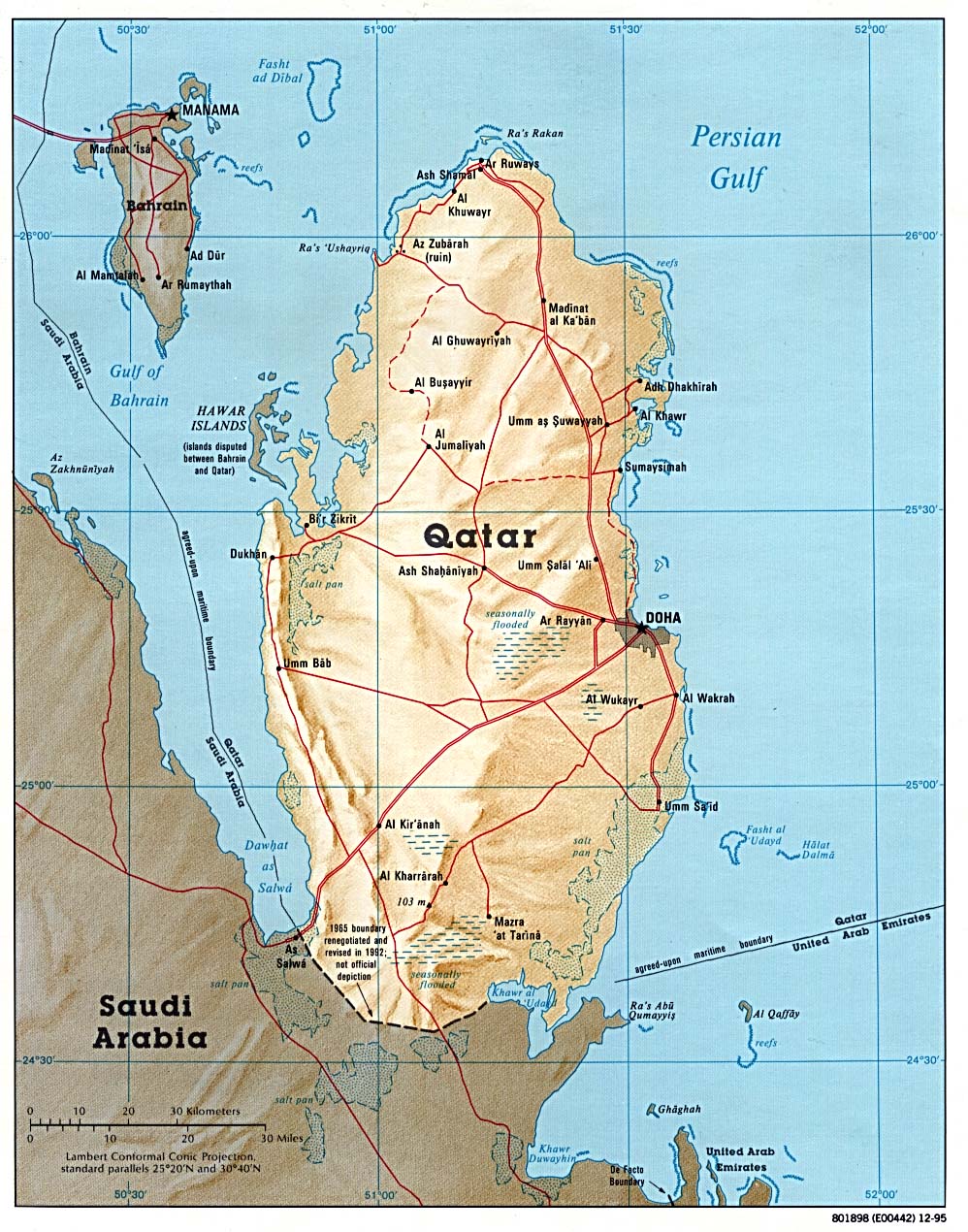 Qatar relief map