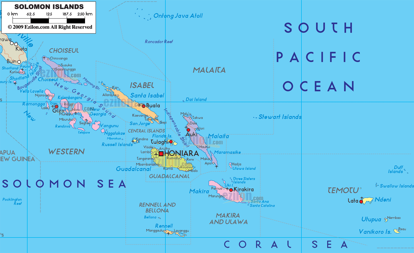 Solomon Islands political map