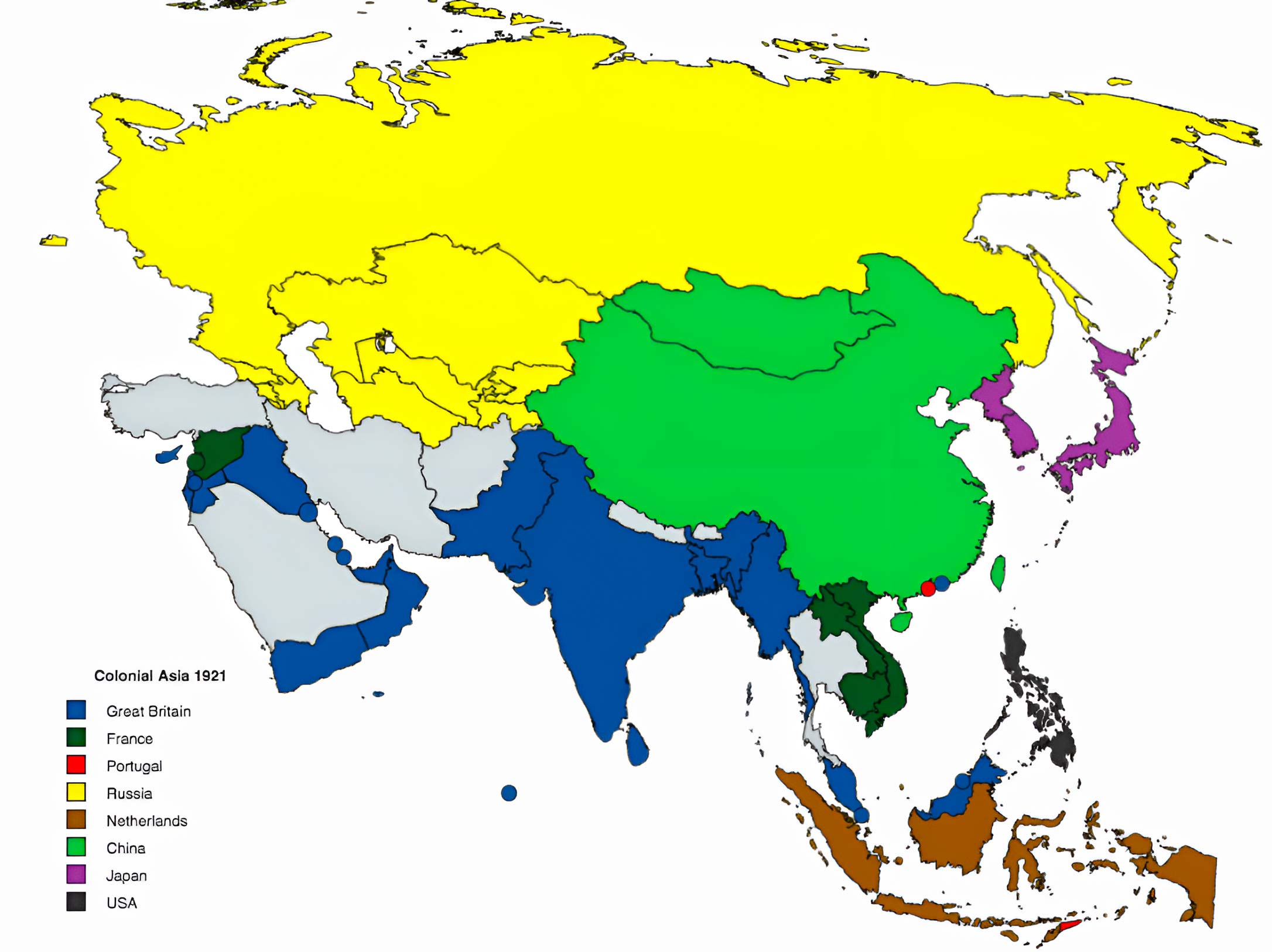 Asia Colonial Map 1921