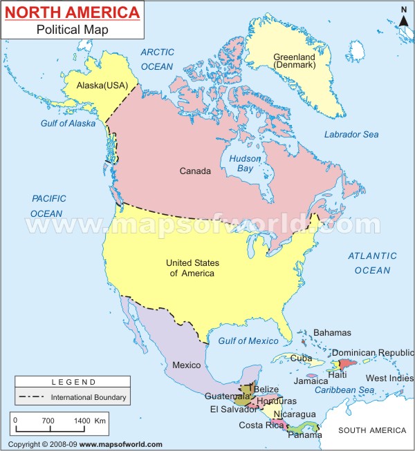 Map of North America - North America Political Map