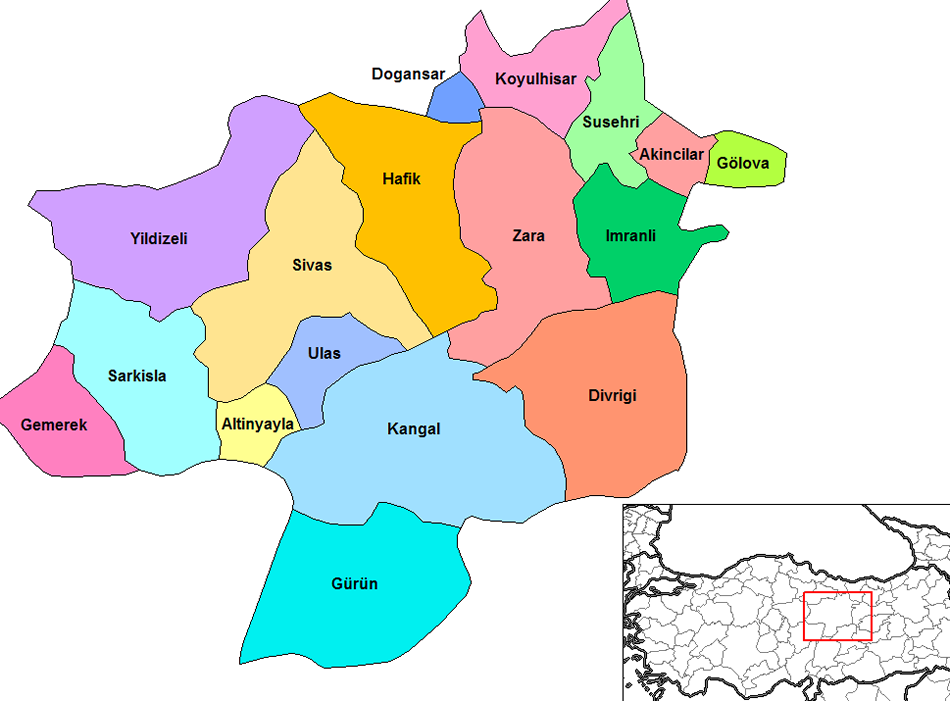 Yildizeli Map, Sivas