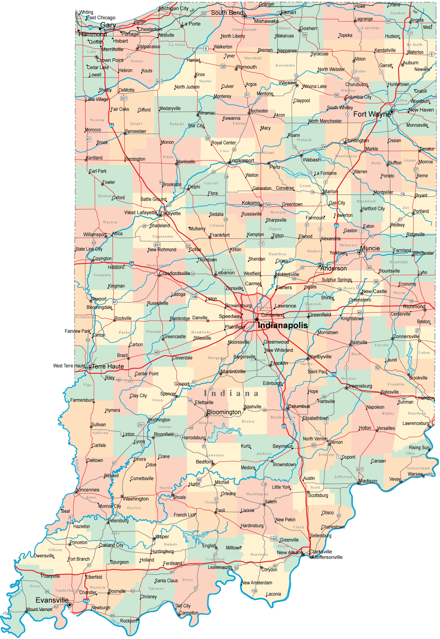 indiana road map