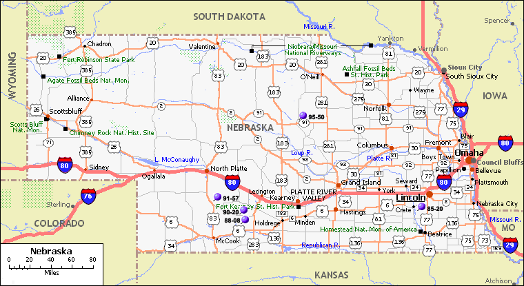 Map Of Nebraska Cities And Towns