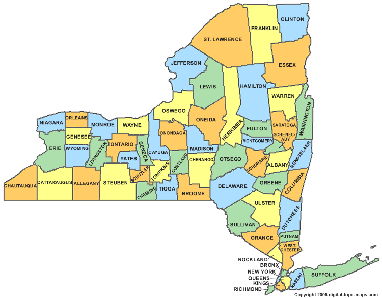 new york county map