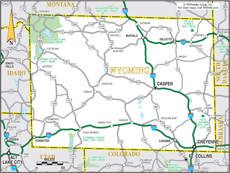 Wyoming Map and Wyoming Satellite Image