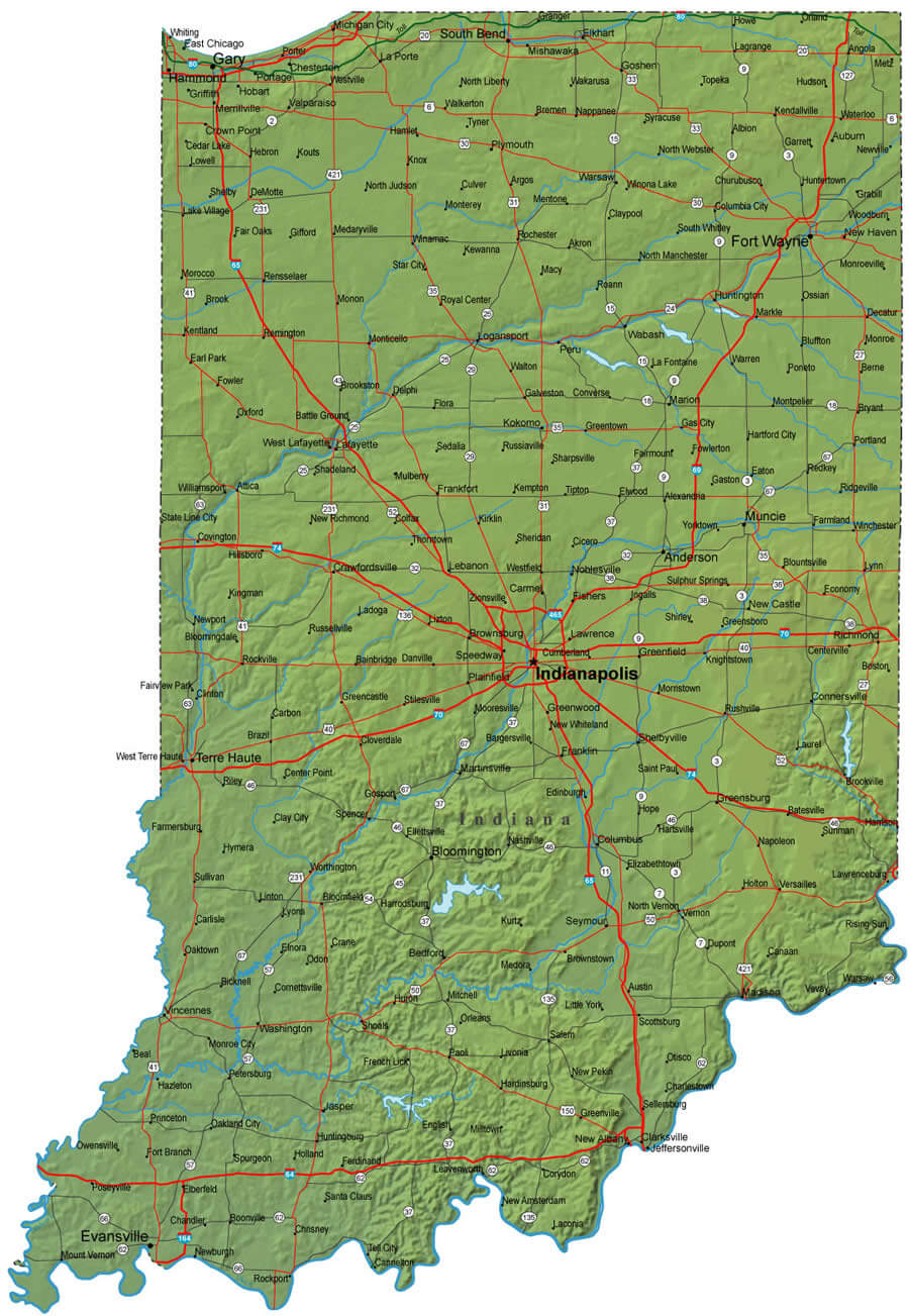 indiana Map and indiana Satellite Images