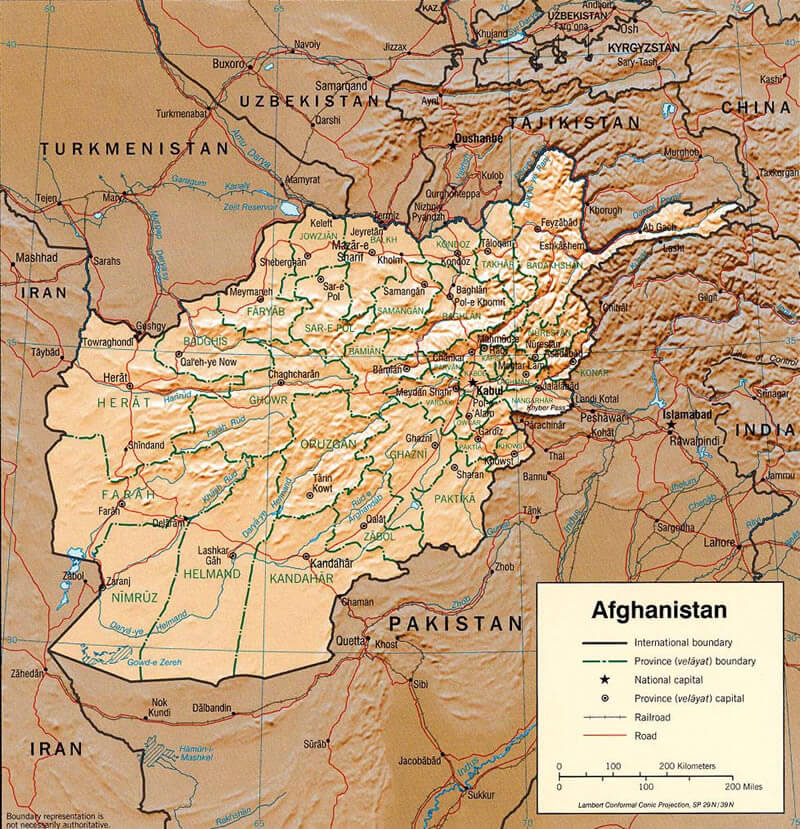 afghanistan map physical