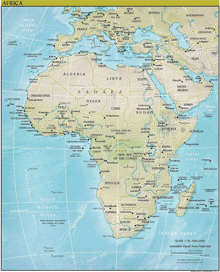 africa relief map