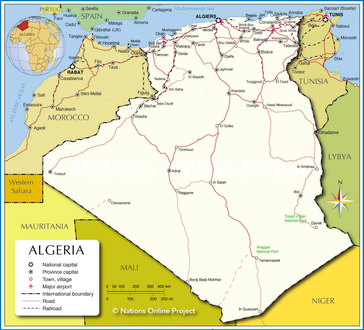 Algeria Map and Algeria Satellite Images