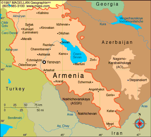 cities map of armenia