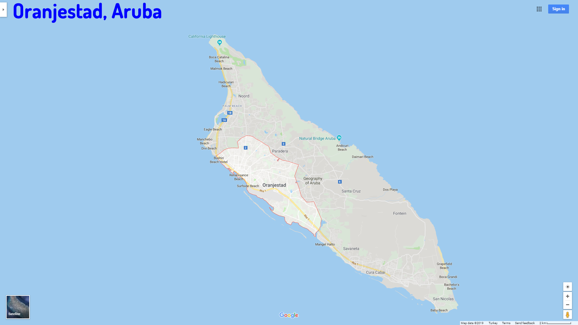 Oranjestad map Aruba