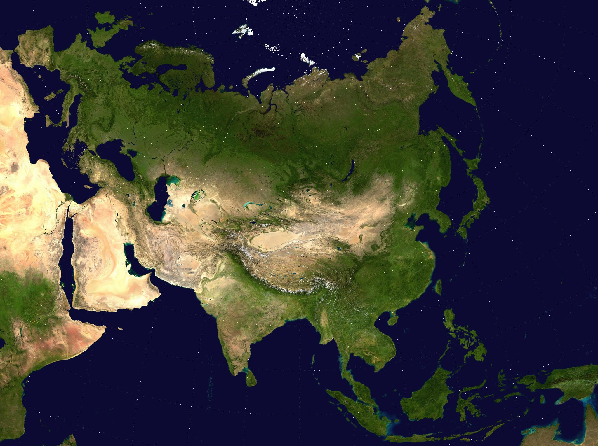 asia satellite map