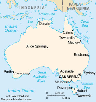 australia map Canberra