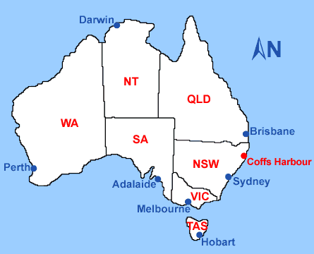 australia Coffs Harbour map