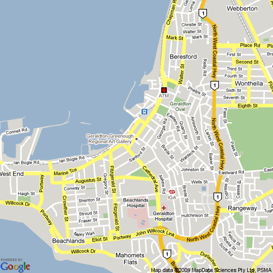 Geraldton Western Australia map