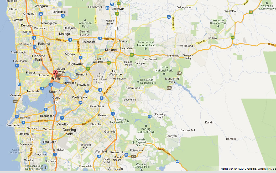 Perth regions map