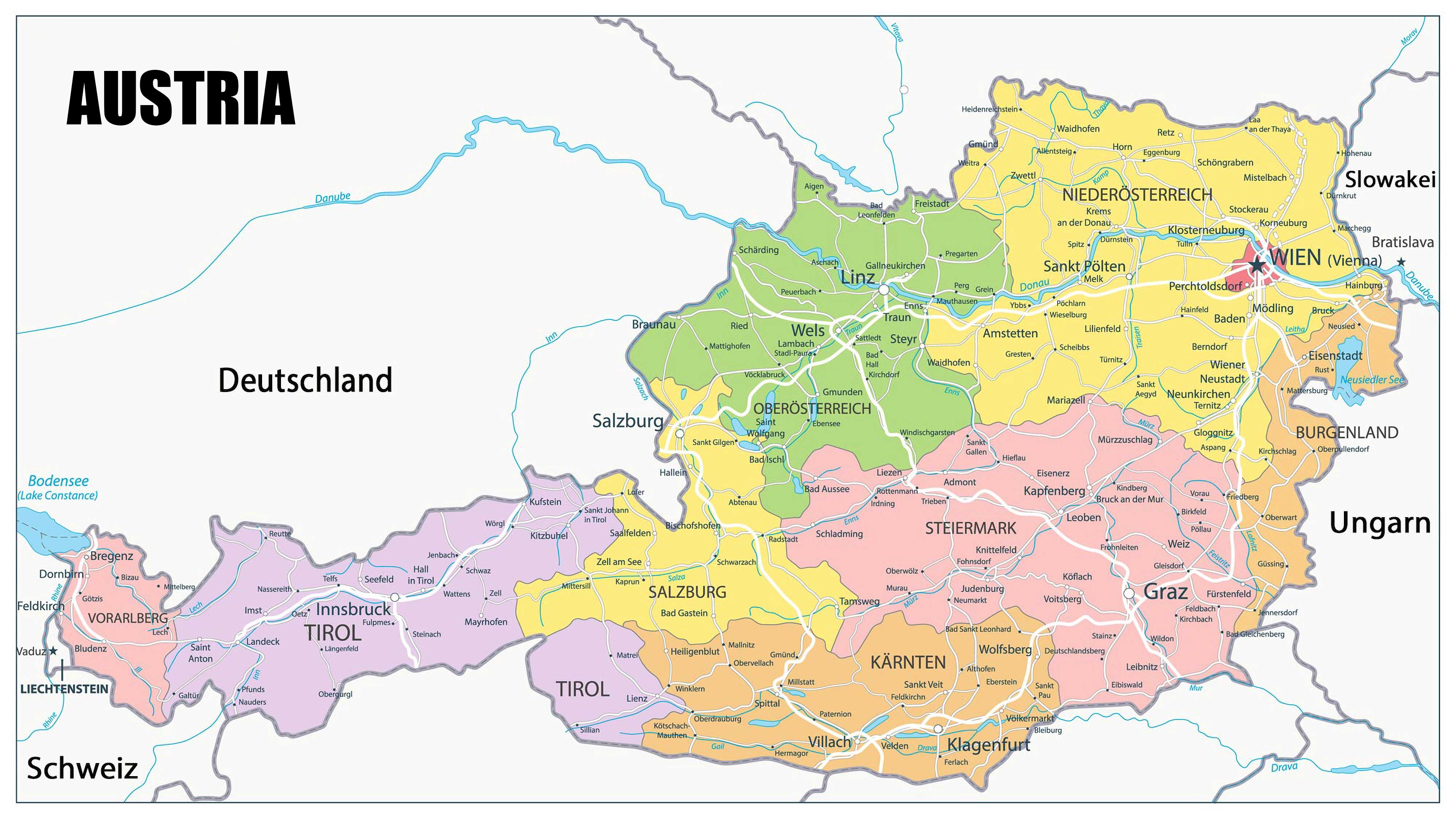 Austria Cities (Urban) Map