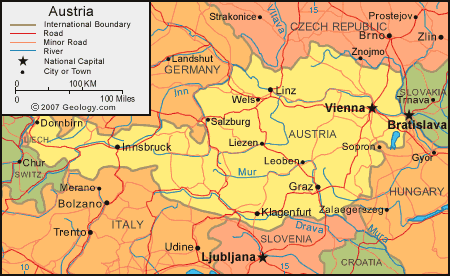 map of austria