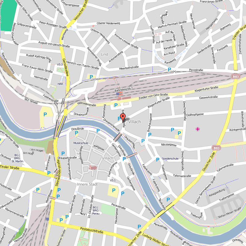 downtown map of Villach