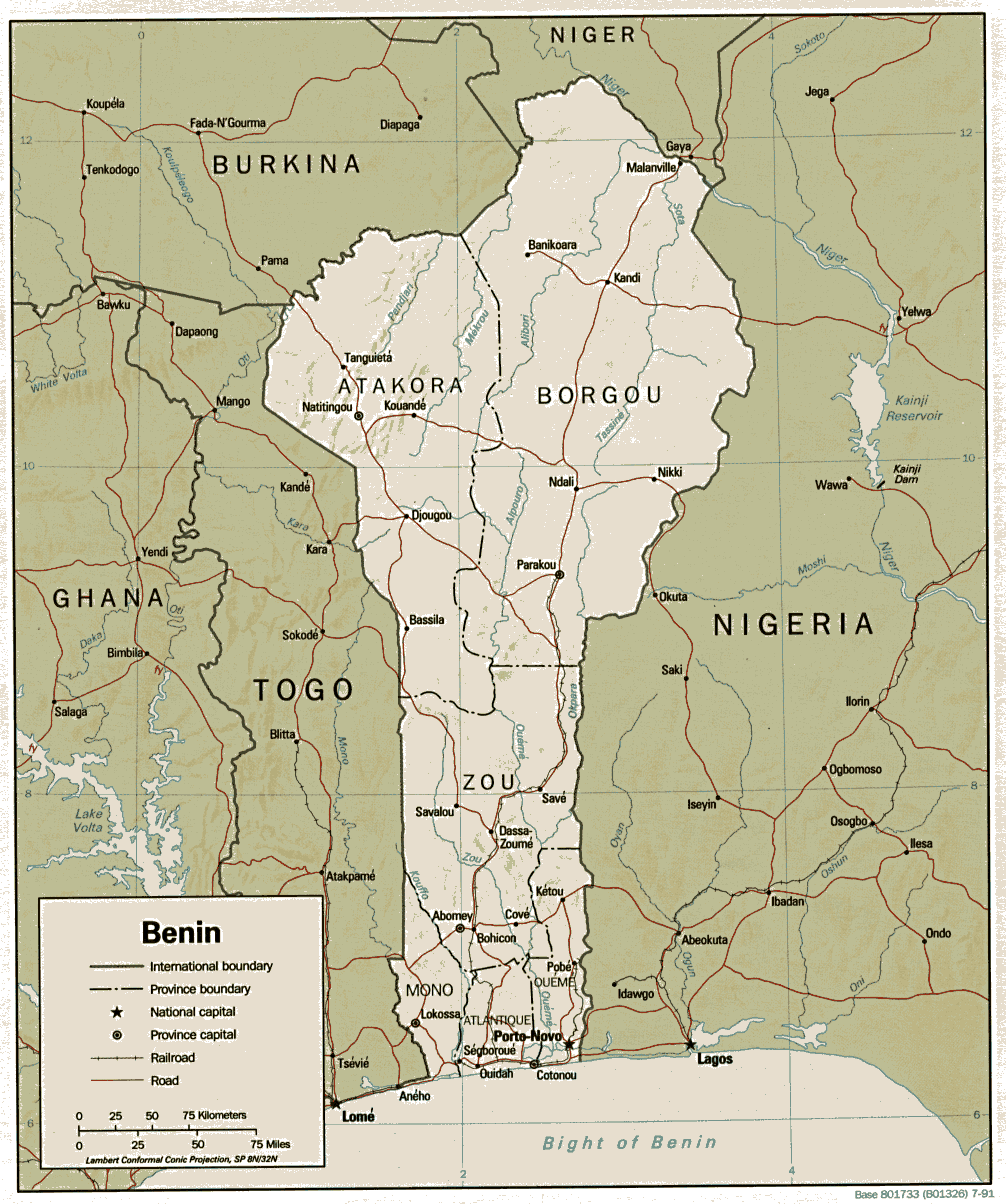 Benin political map