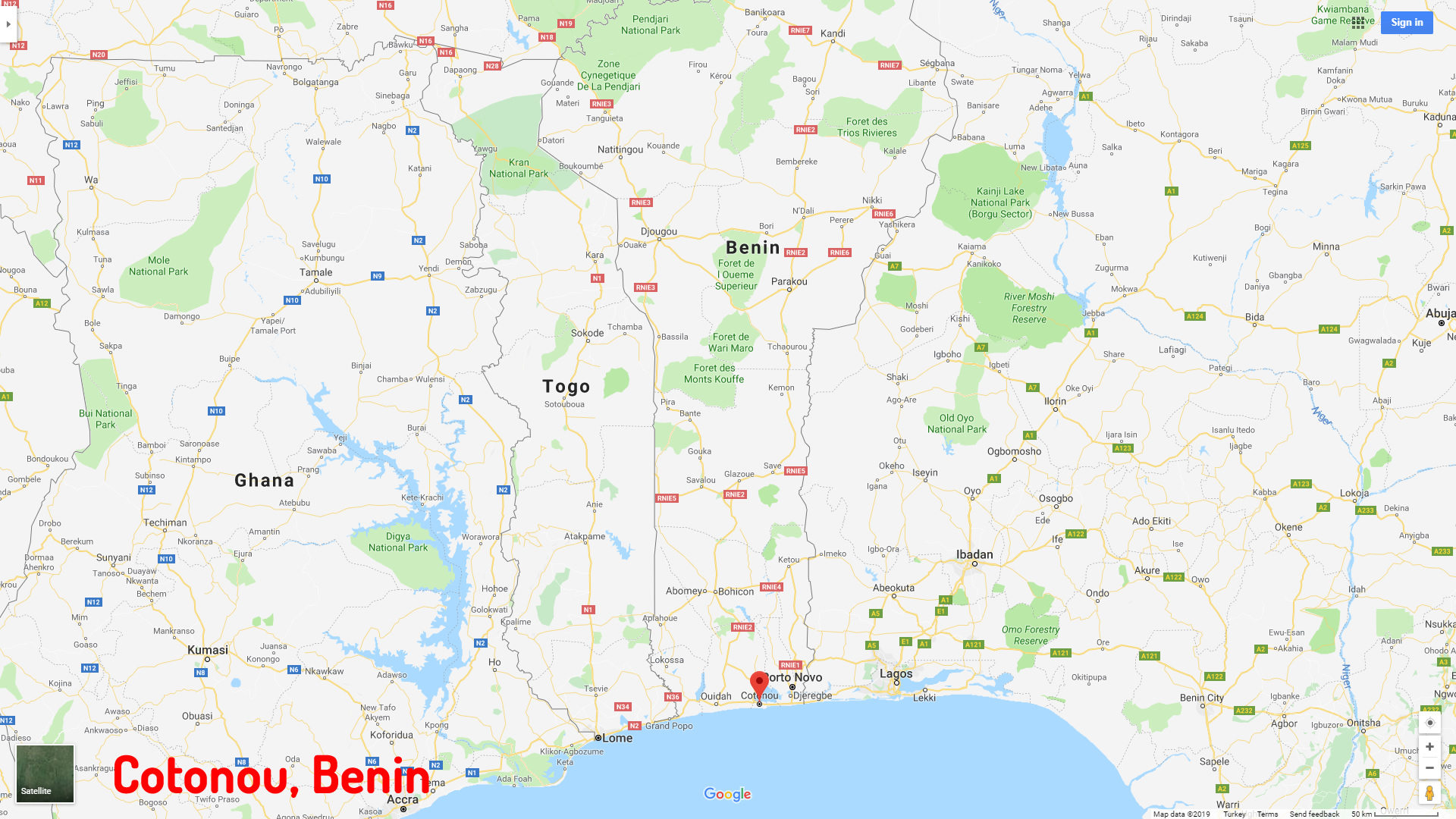 Cotonou map benin
