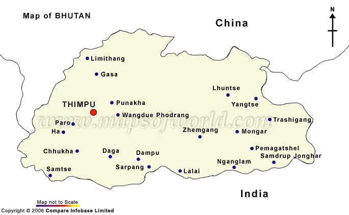 bhutan of map