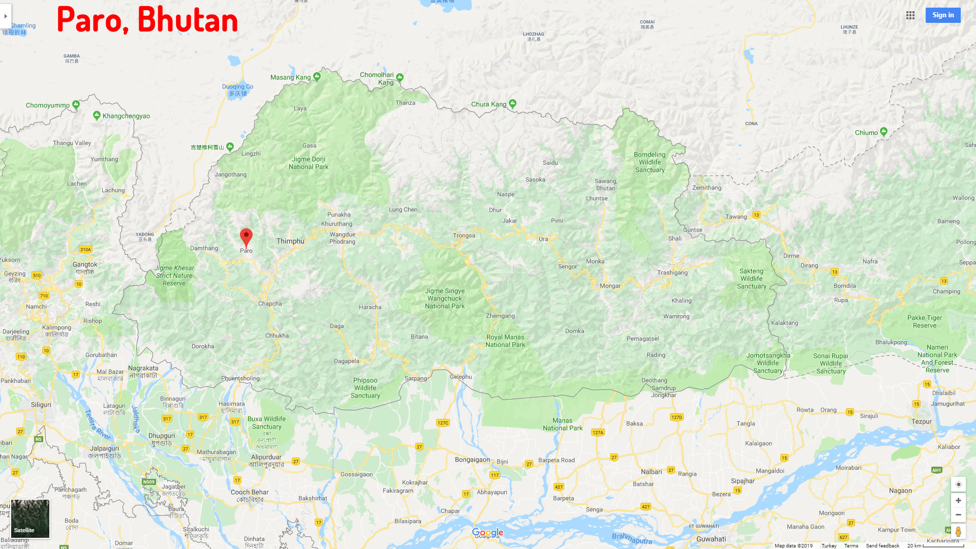 Paro map Bhutan