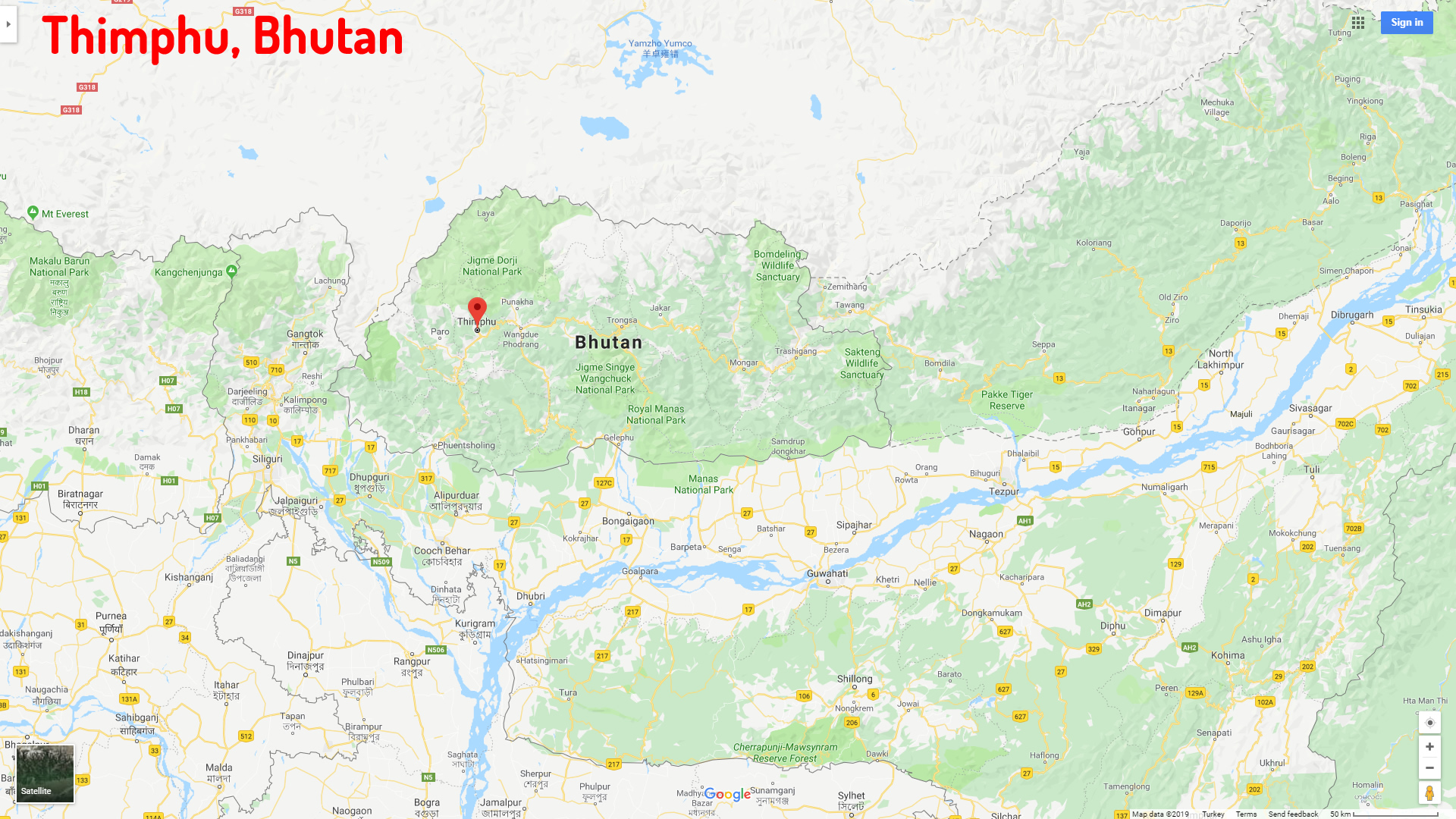 Thimphu map Bhutan
