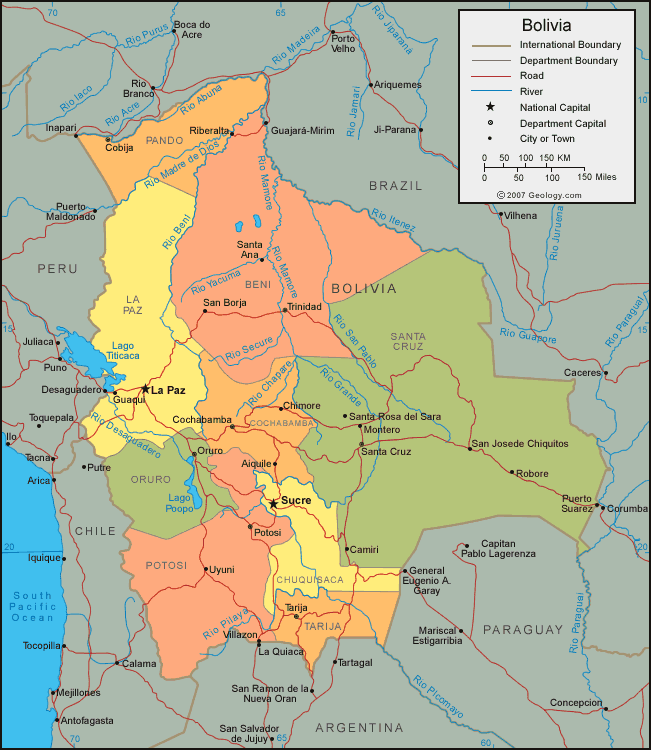 MAP OF BOLIVIA