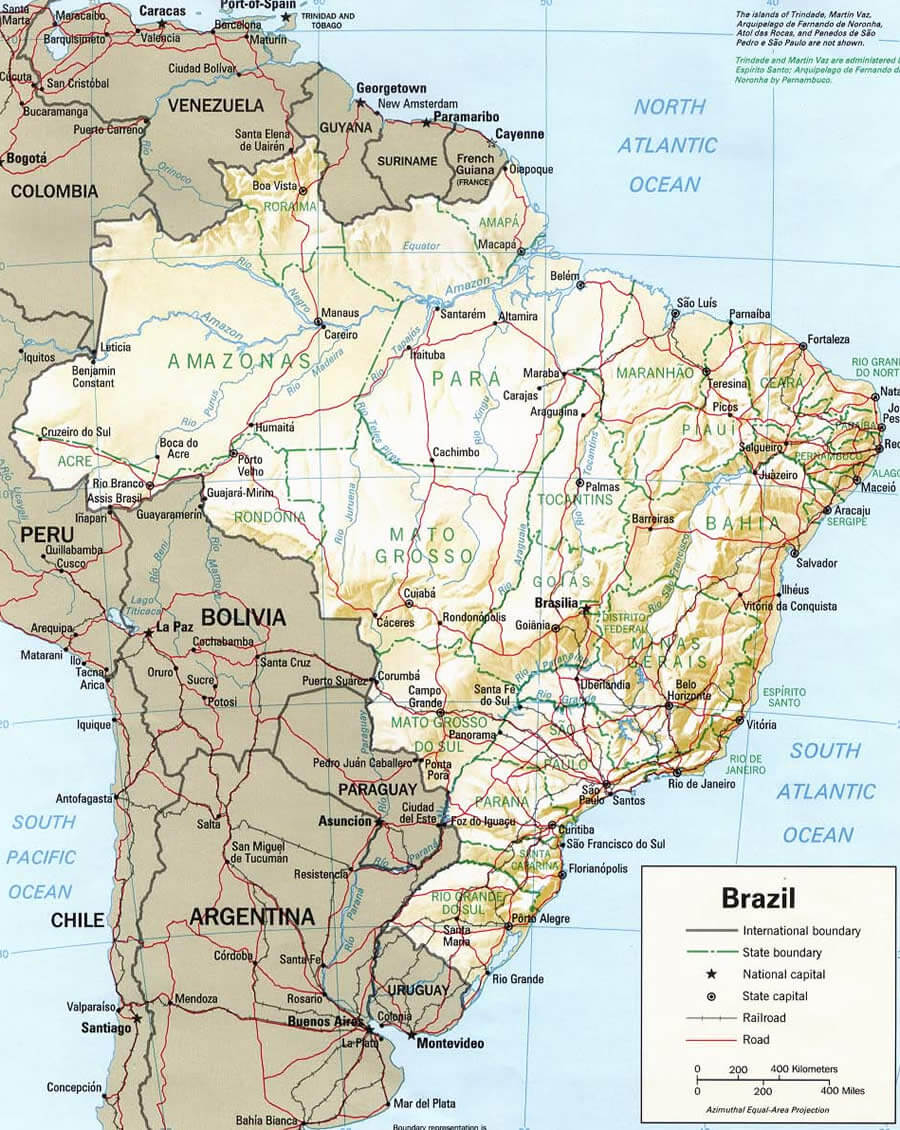 brazil physical map