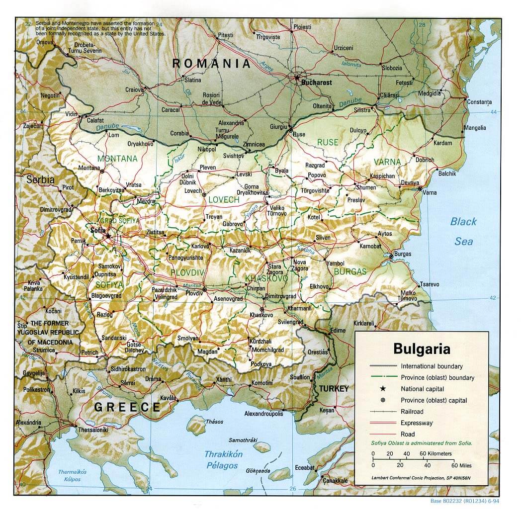 bulgaria relief map