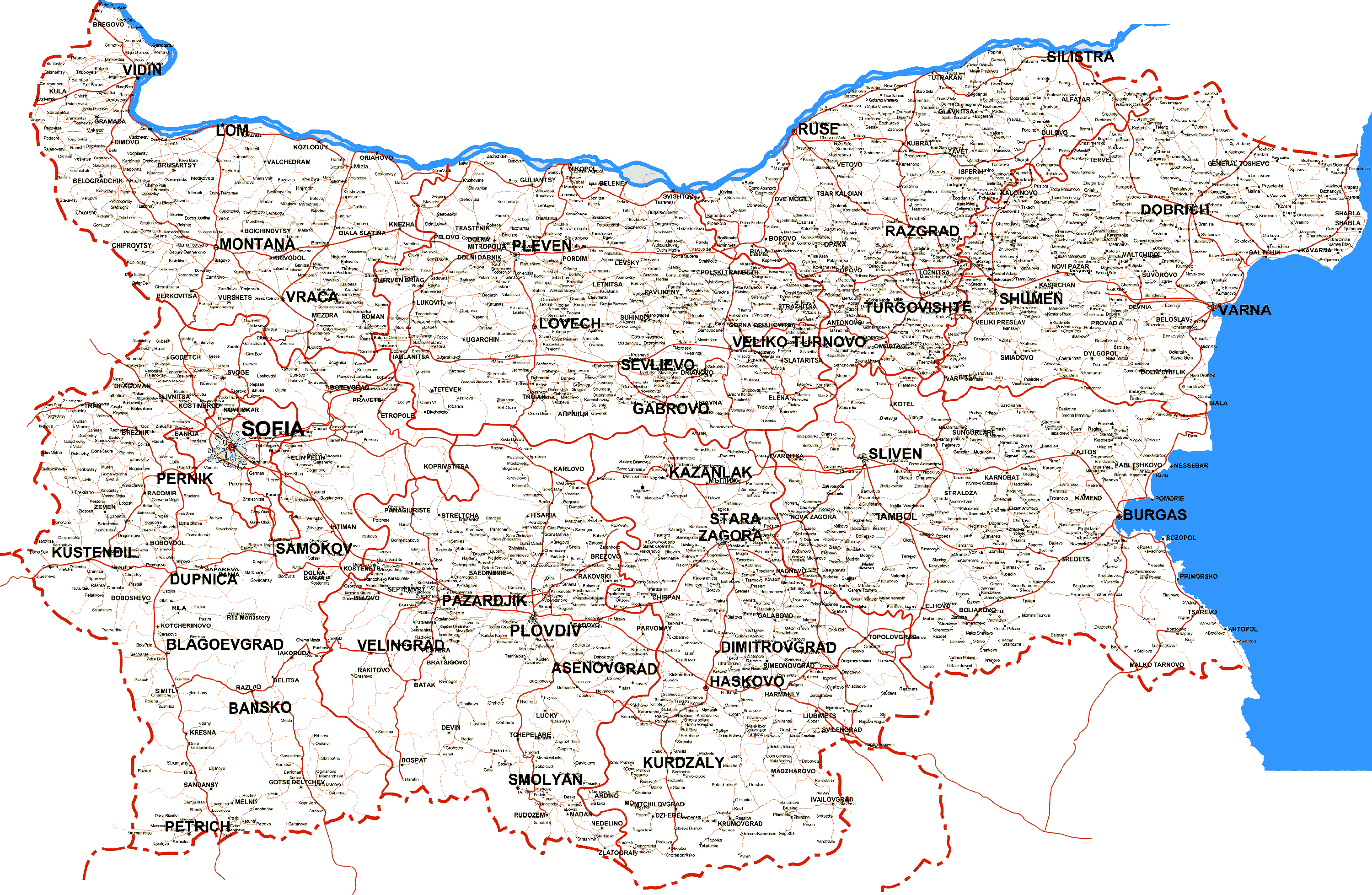 Bulgarian road map sofia