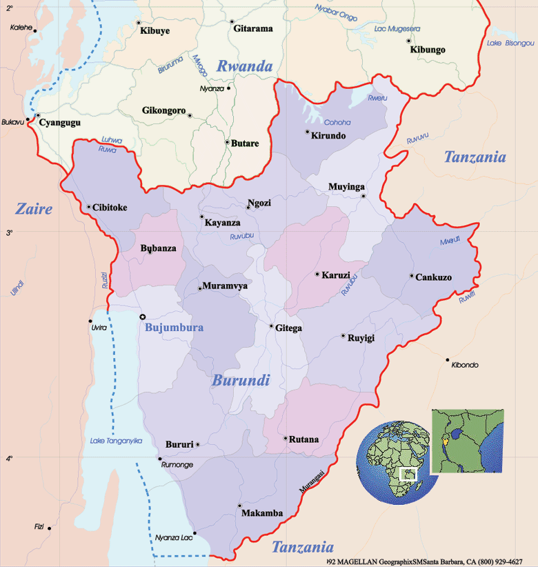 political burundi map