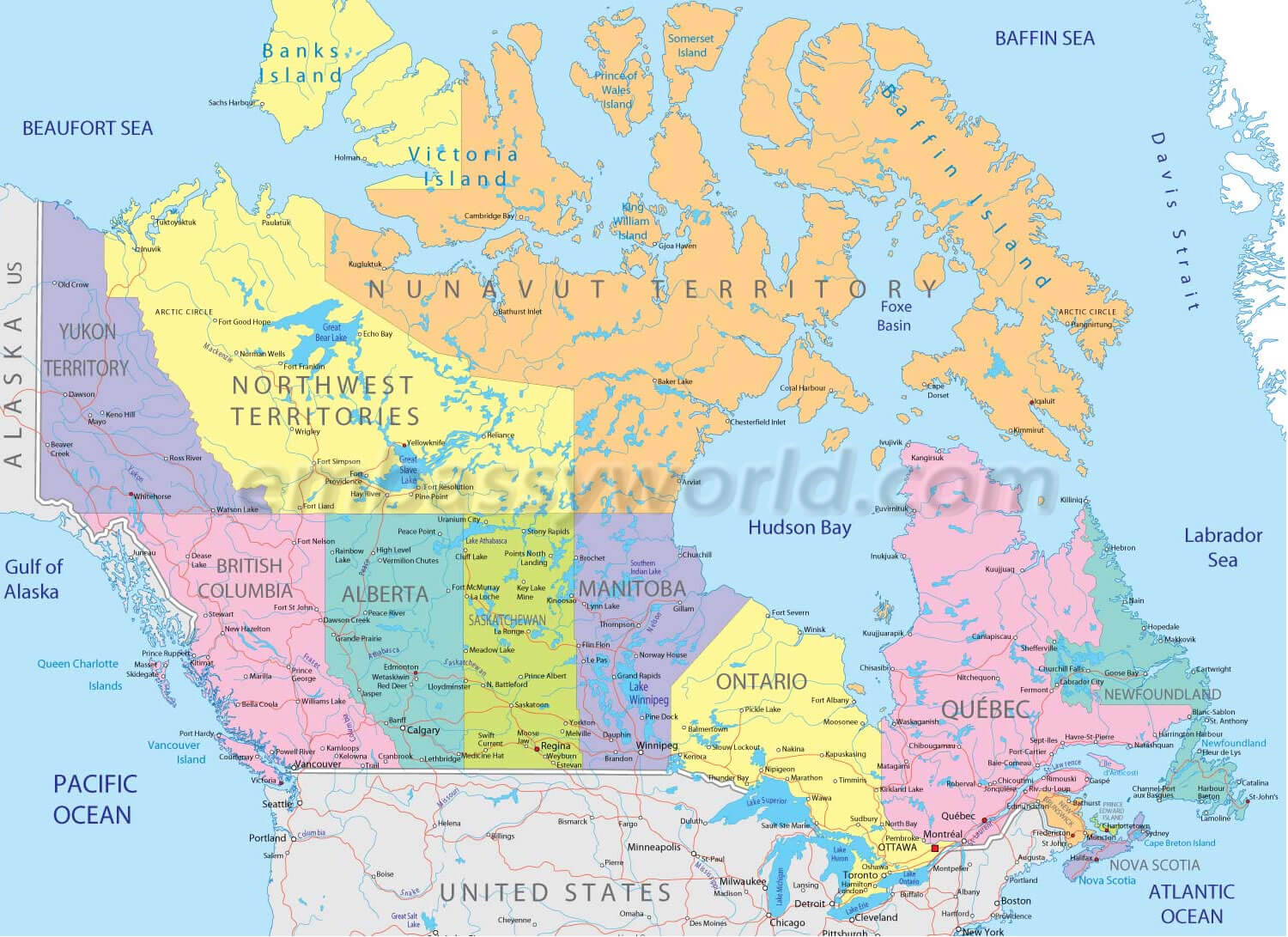States Map of Canada