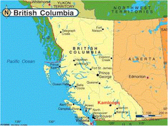 Kamloops british colombia map