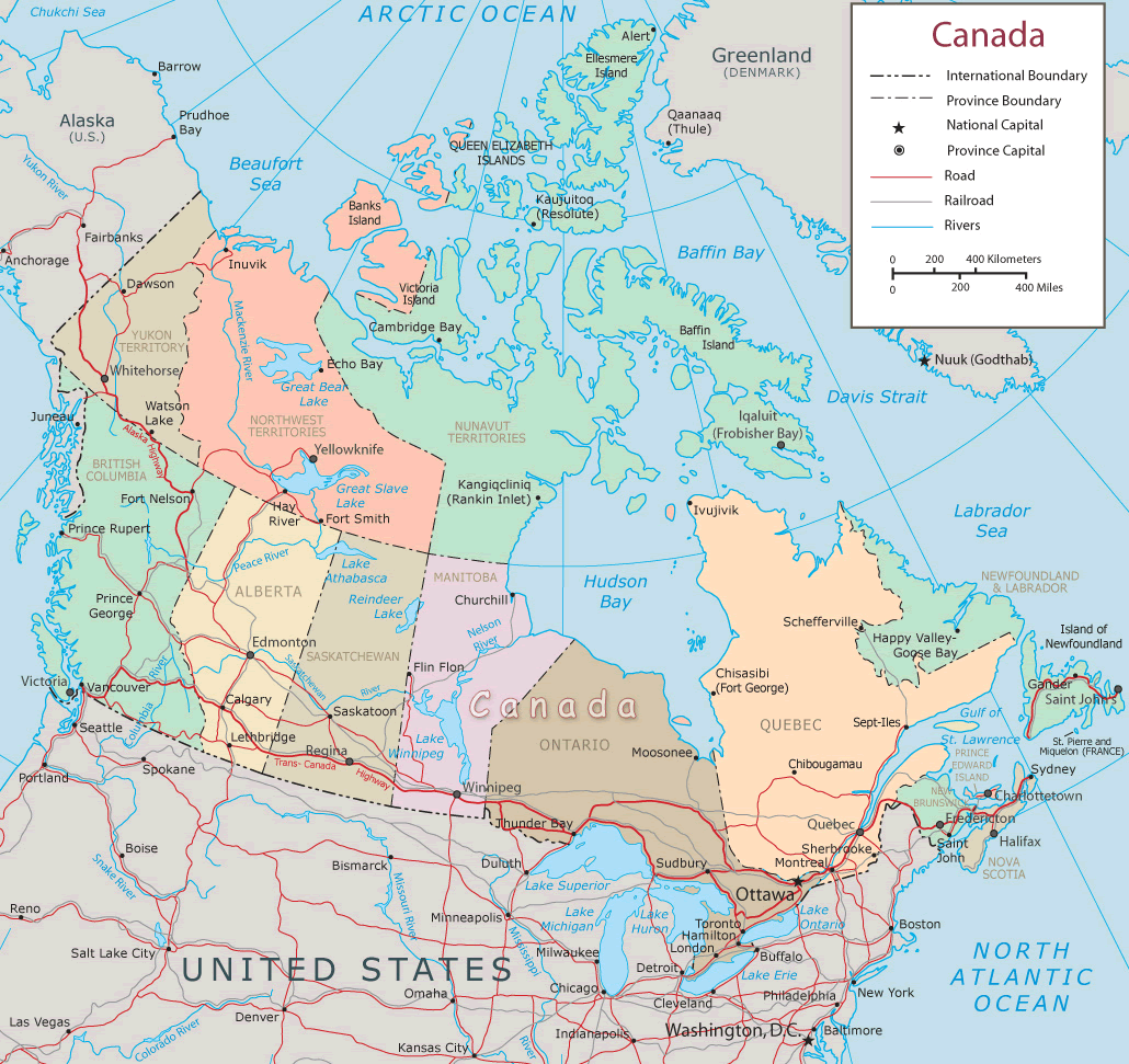 Political Map of Canada