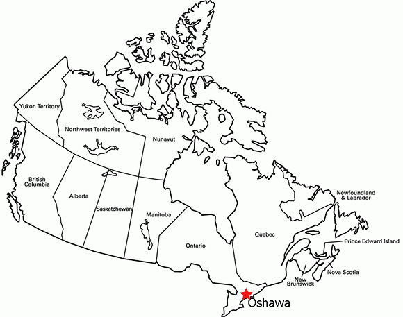 map of Oshawa canada