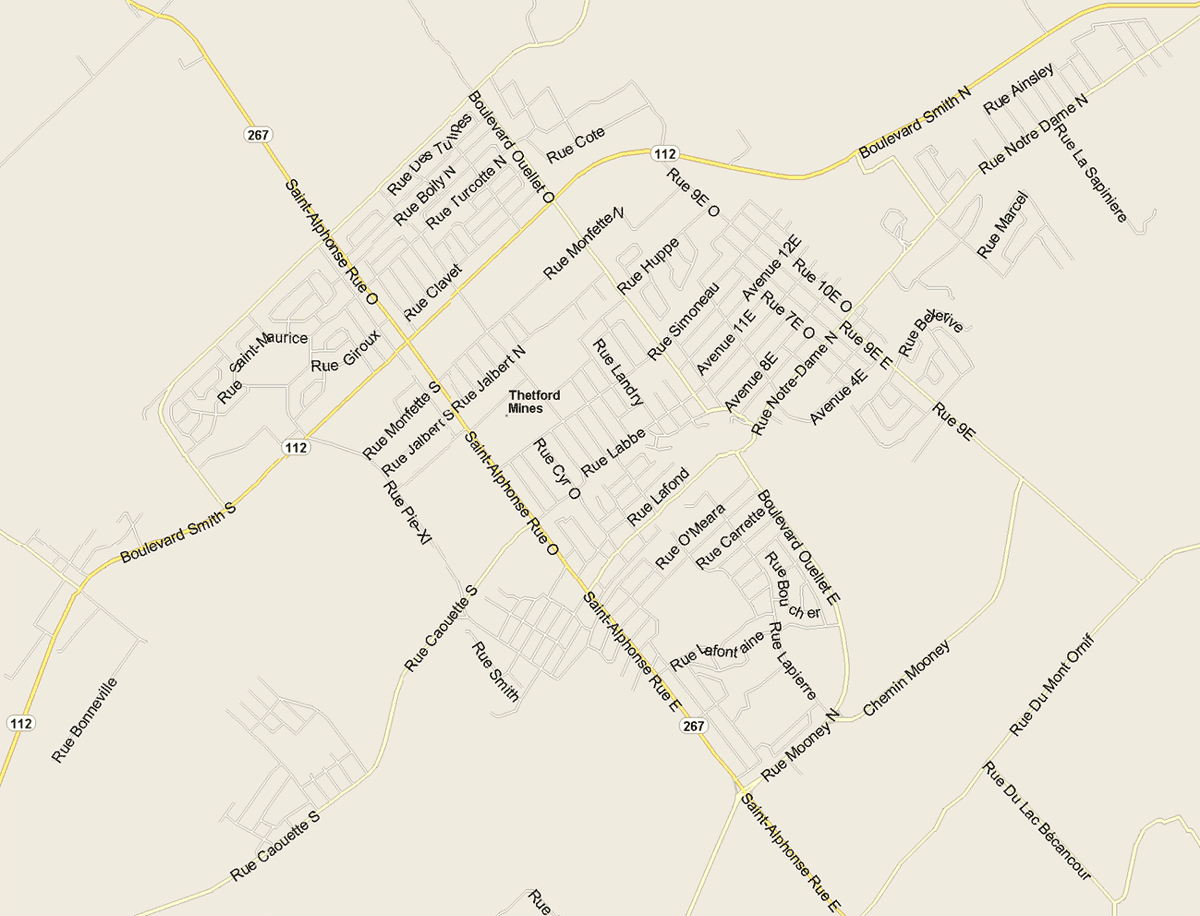 map of Thetford Mines