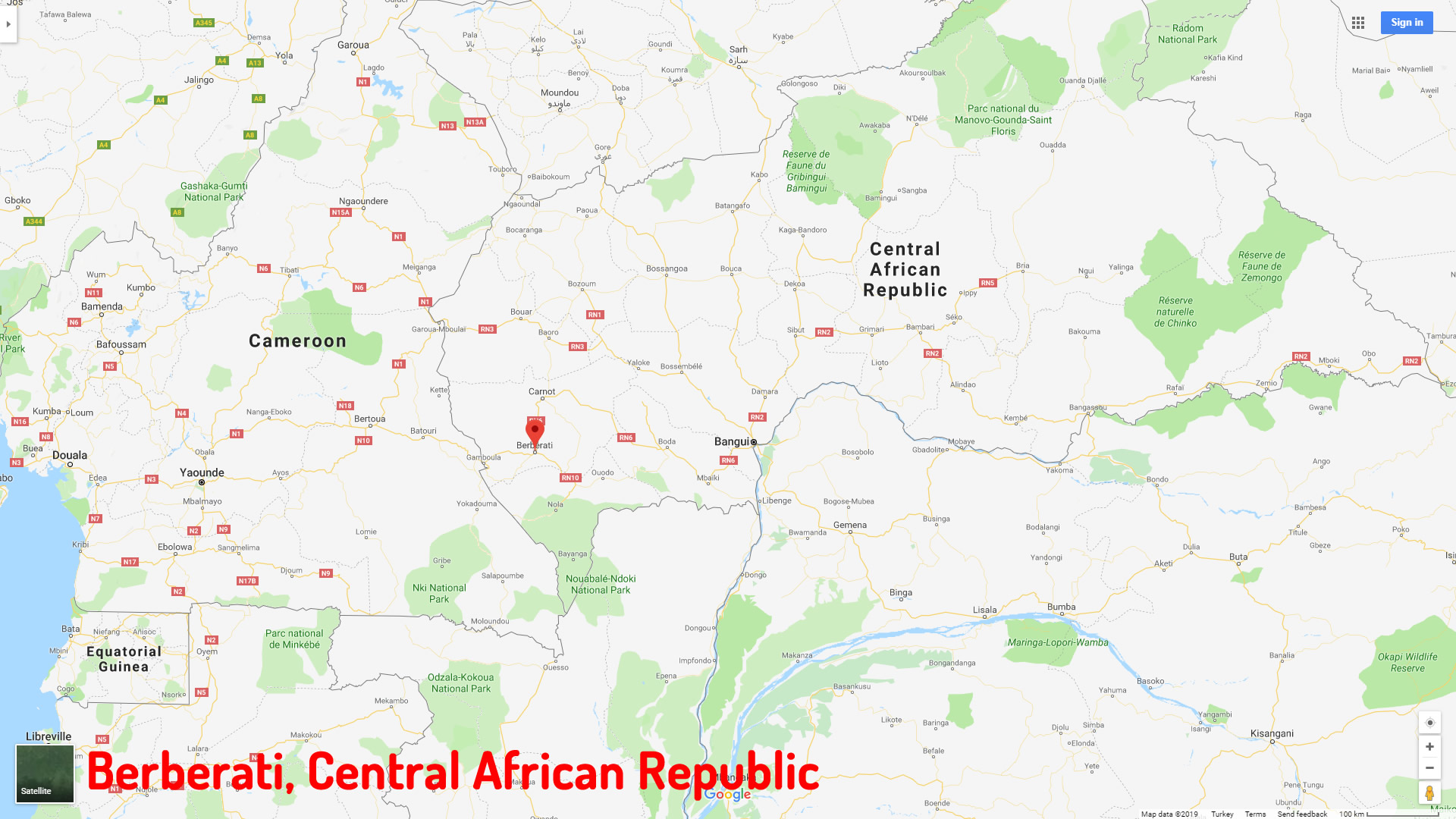 Berberati map Central African Republic