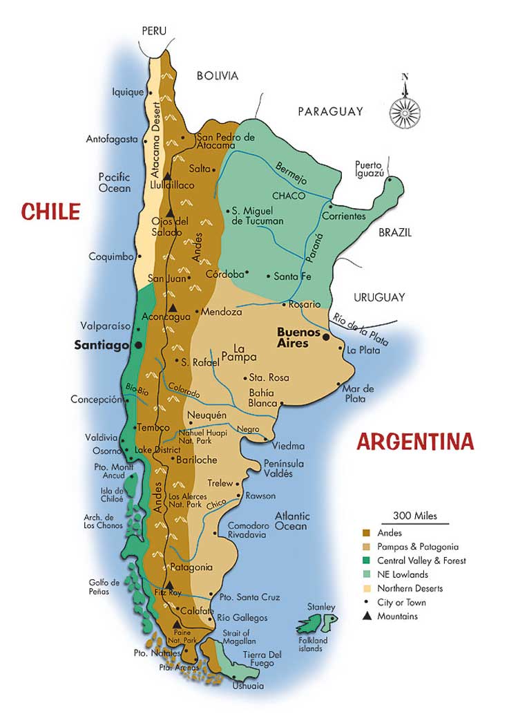 chile map argentina