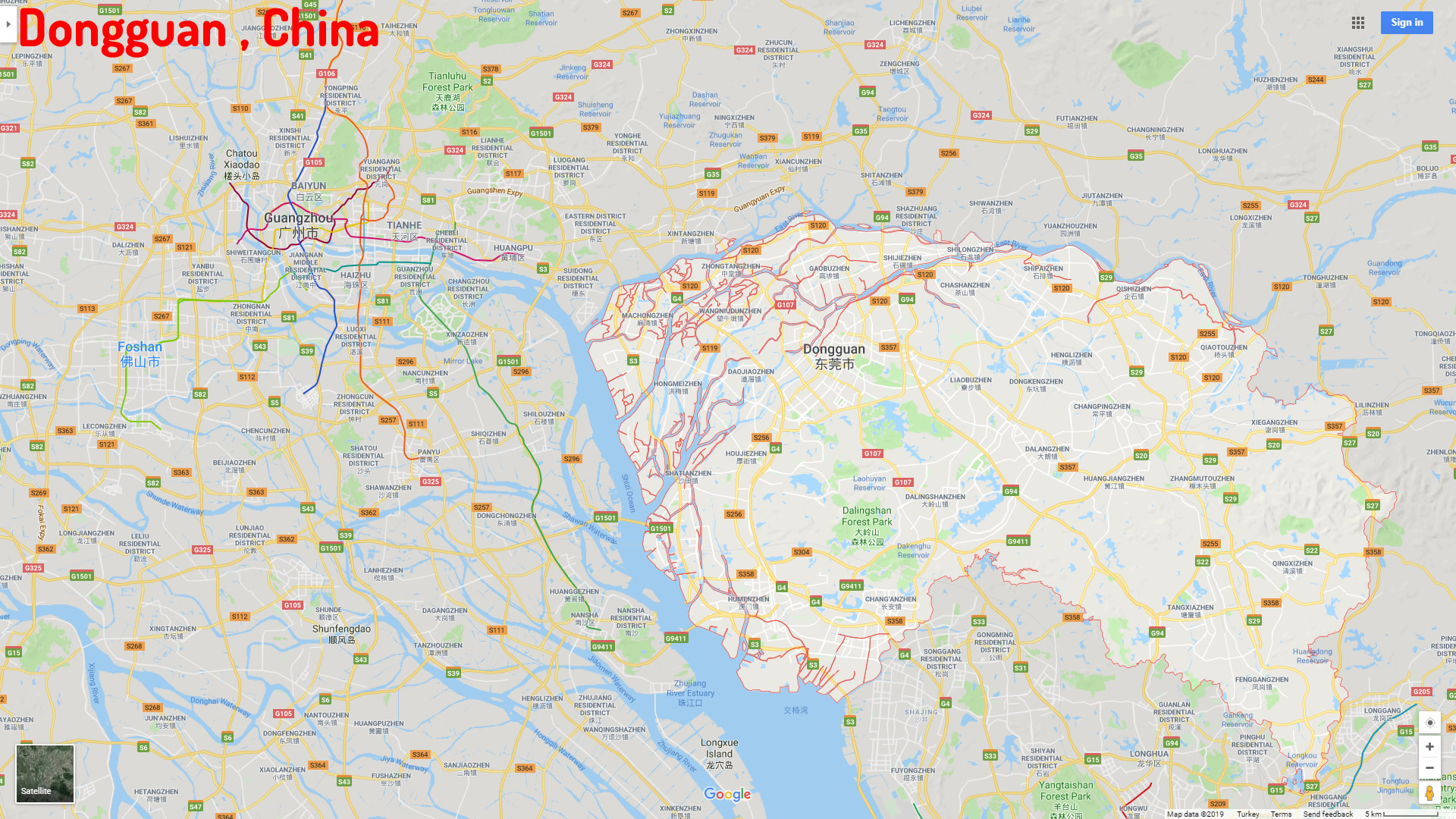 Dongguan map china