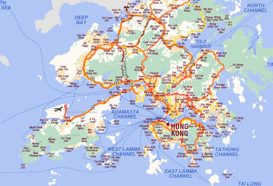 Hong Kong China Map and Hong Kong China Satellite Image