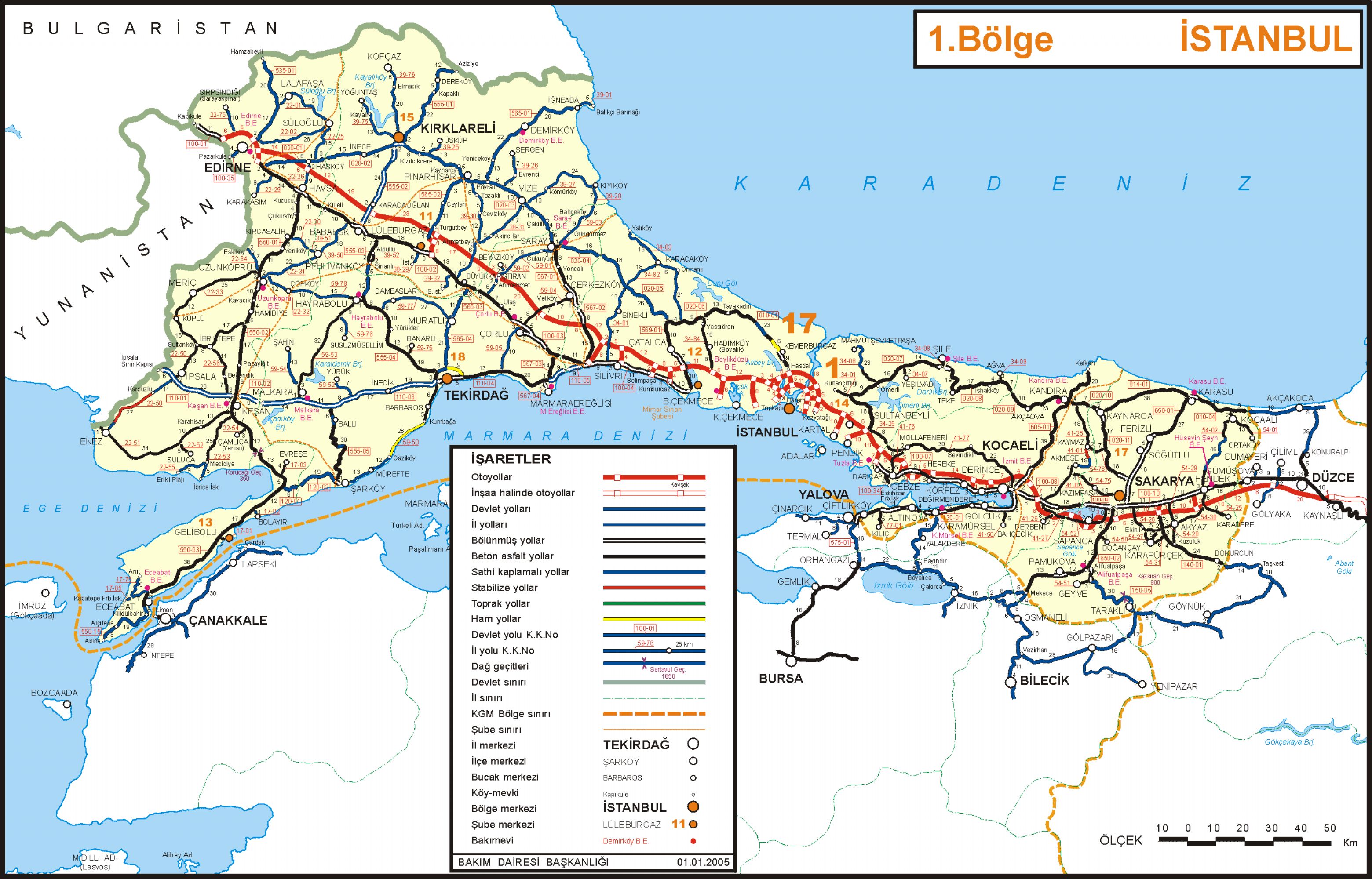 road map istanbul sakarya canakkale
