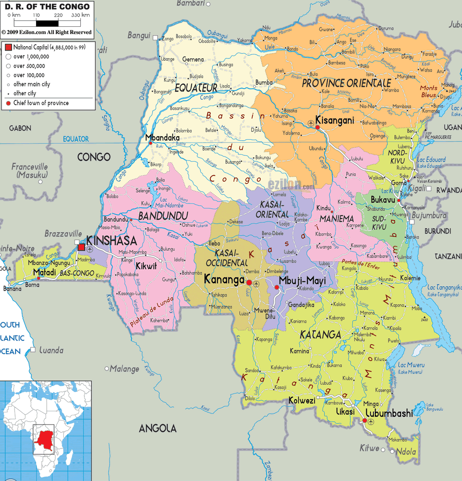 congo provincial map