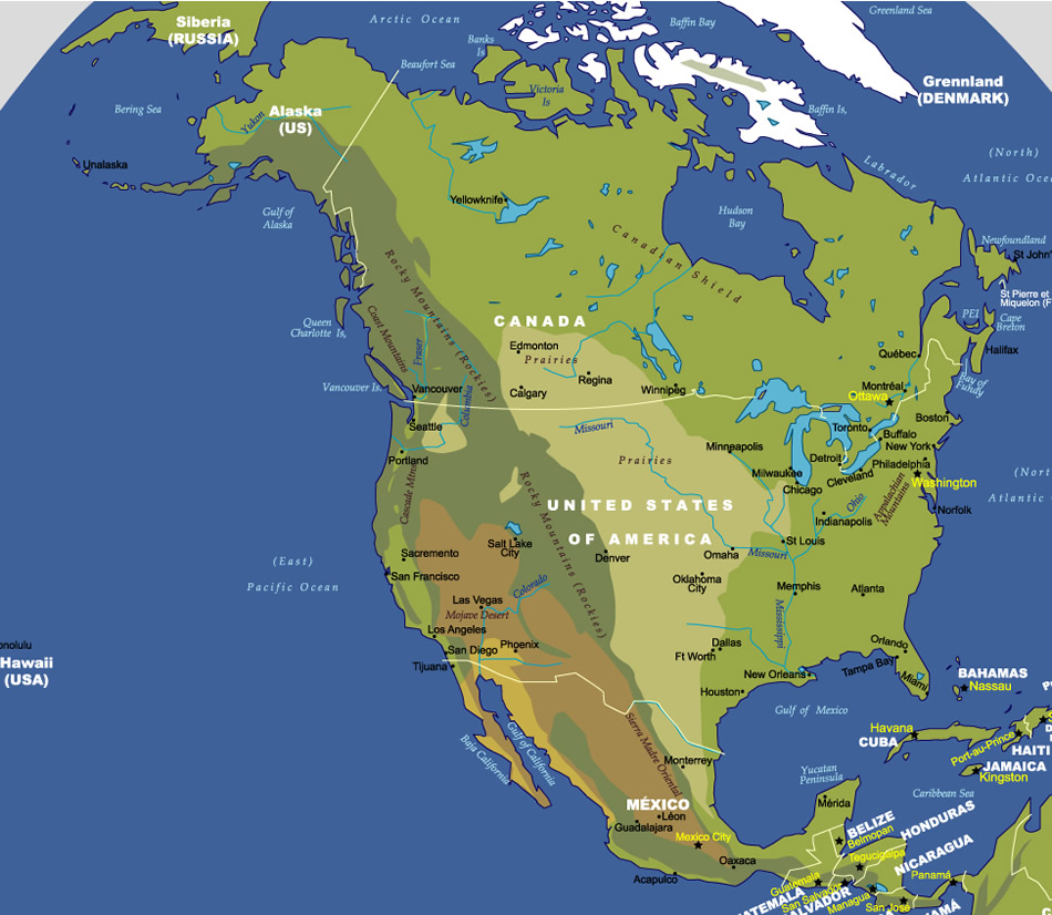 Map of North America - North America Map