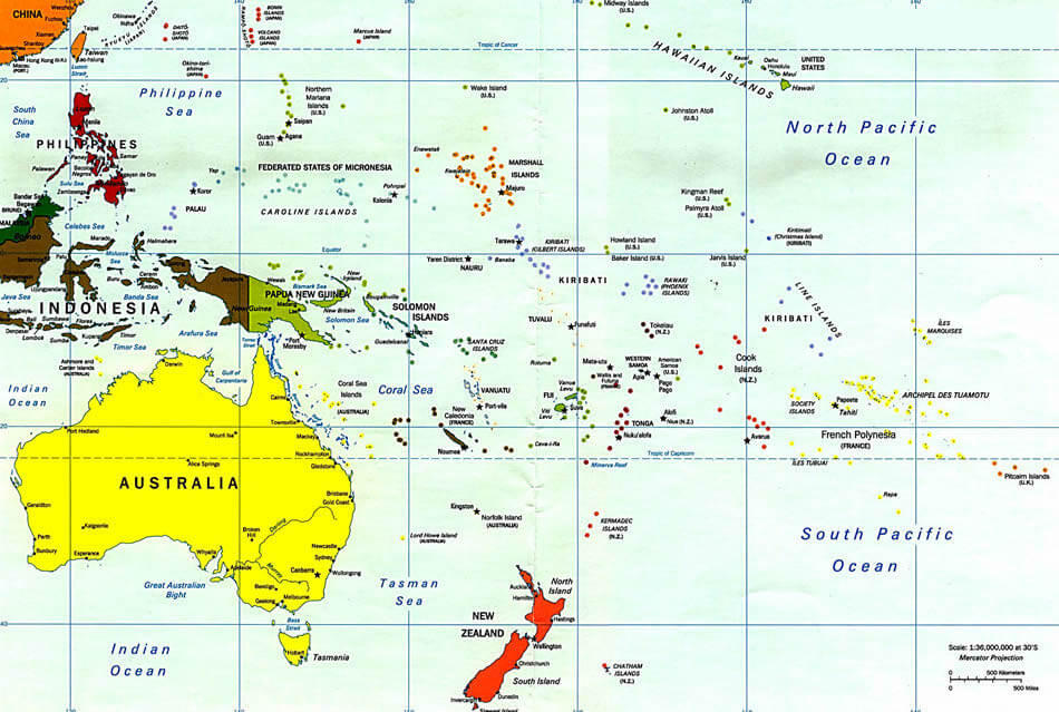 Map of Oceania - Oceania Map